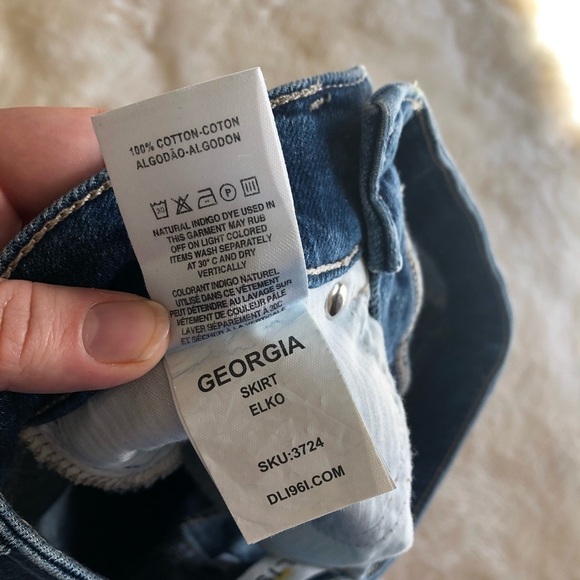 DL1961 Georgia Denim Asymmetric Distressed Skirt S - Picture 6 of 8